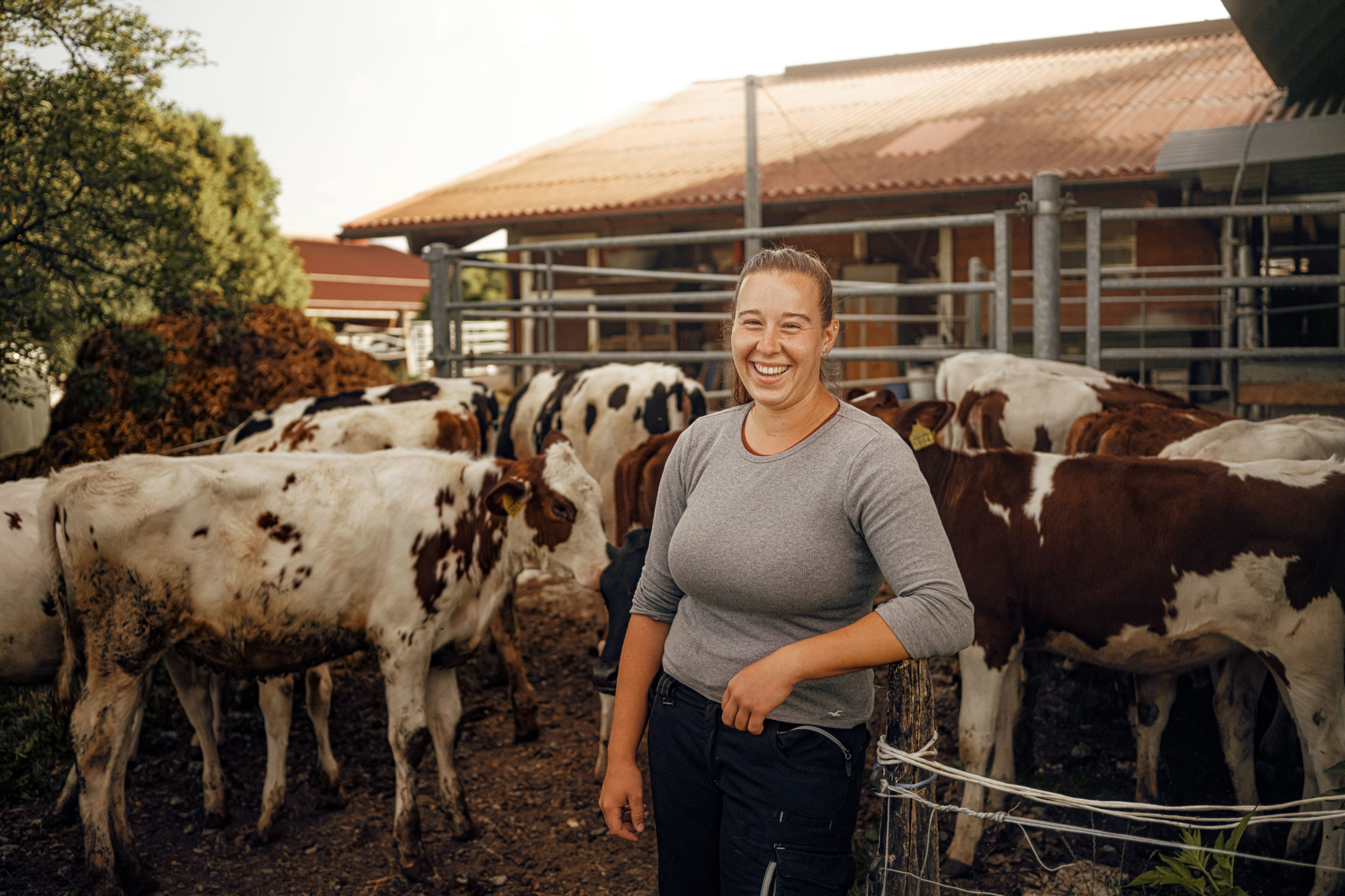 Productrice de lait avec ses vaches